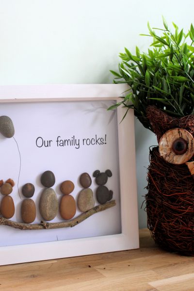 Ever seen an idea and know you can totally make this yourself? Well, this pebble art "our family rocks" picture was one of them. A simple DIY project for your home. And on a budget too! Check out the "how to" on creating your own rock picture in no time.
