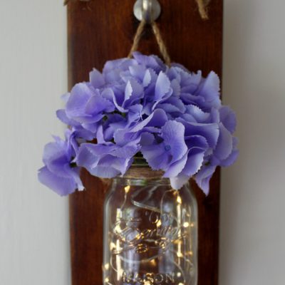DIY jam jar sconce with LED lights