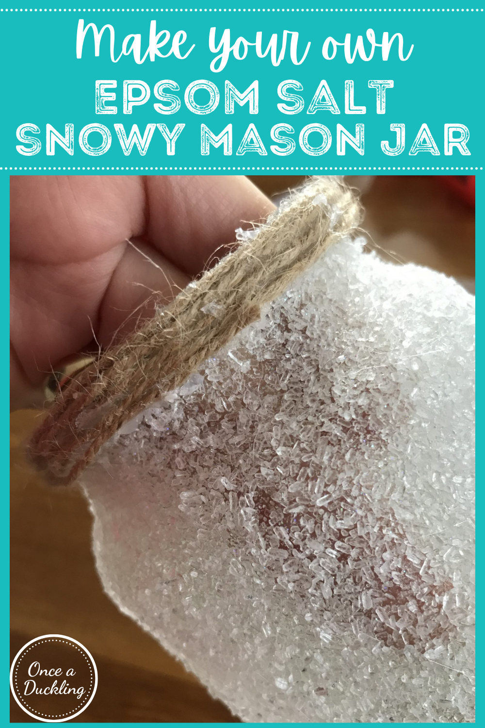 Epsom salt snowy glass jars Once a Duckling