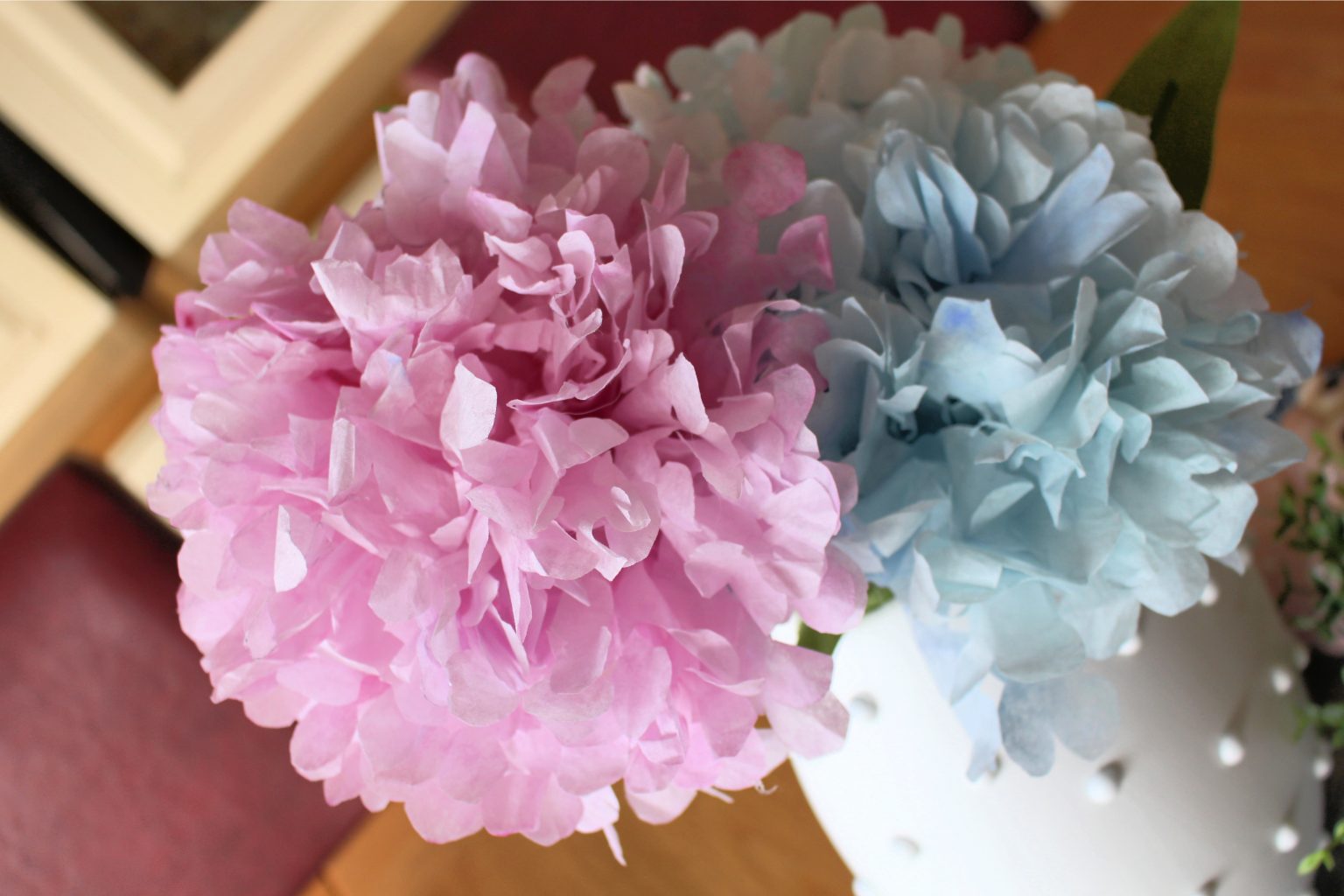 How to make hydrangea flowers out of coffee filters Once a Duckling